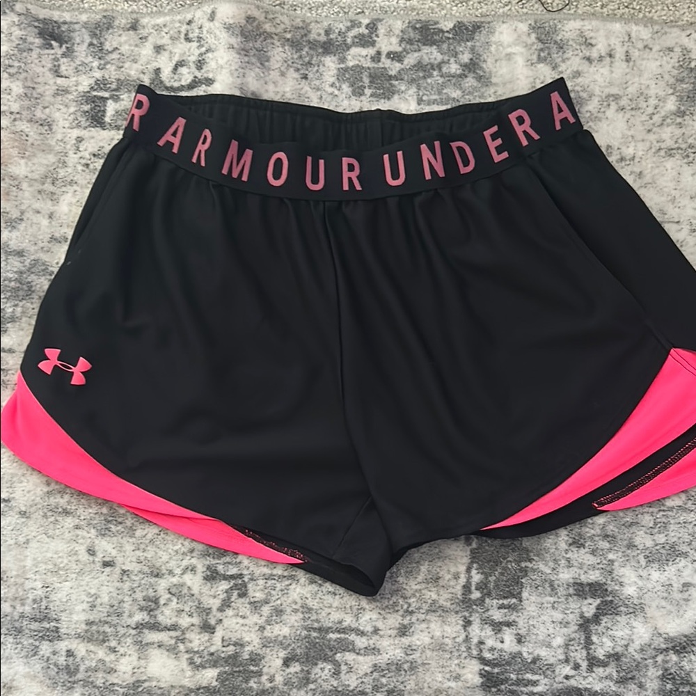 Under Armour Black and Pink Athletic Shorts Lightweight Design